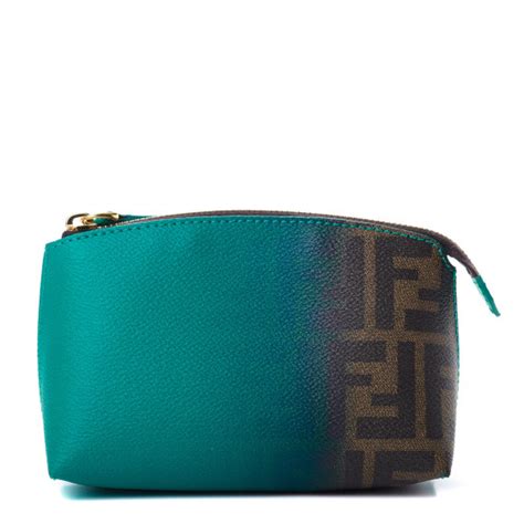 FENDI Zucca Ombre Large Cosmetic Pouch Tobacco Turquoise 